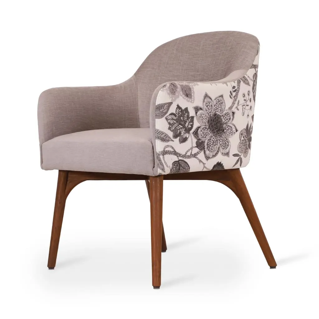 Teakwood Dining / Arm chair with Beige Fabric