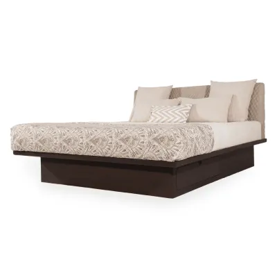 Koryto – King Size Solidwood Bed with Stone Beige Fabric view 2