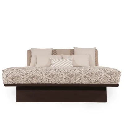 Koryto – King Size Solidwood Bed with Stone Beige Fabric view 3