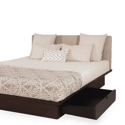 Koryto – King Size Solidwood Bed with Stone Beige Fabric view 4