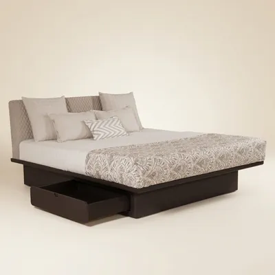 Koryto – King Size Solidwood Bed with Stone Beige Fabric view 5
