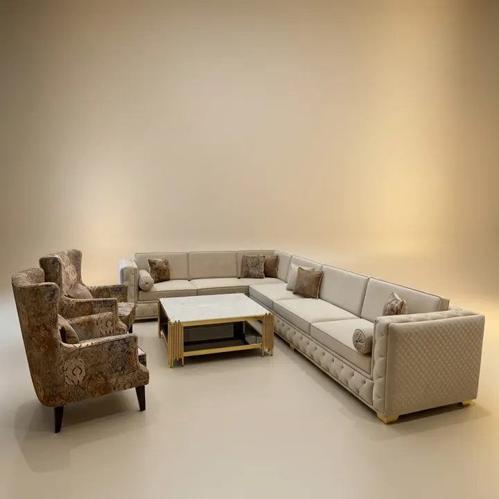 Luxury Piped Quilted Sectional Sofa