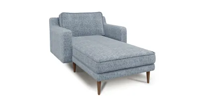Klem Slim Chaise Lounge Wooden Leg - Natural Woven view 1