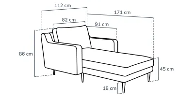 Klem Slim Chaise Lounge Wooden Leg - Natural Woven view 2