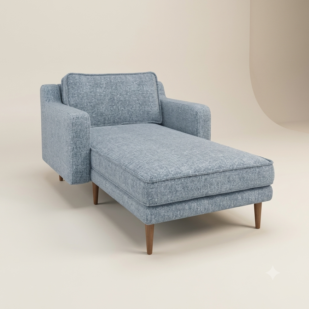 Klem Slim Chaise Lounge Wooden Leg - Natural Woven