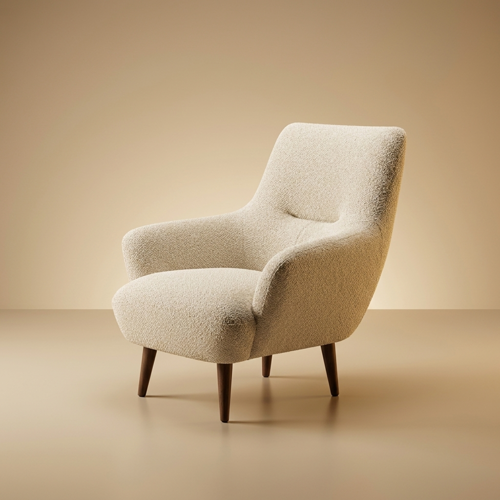 Modsy Accent Chair Wooden Leg - Natural Woven