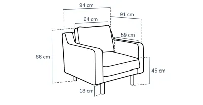Modsy Armchair Cylindrical Wooden Leg - Velvet view 3