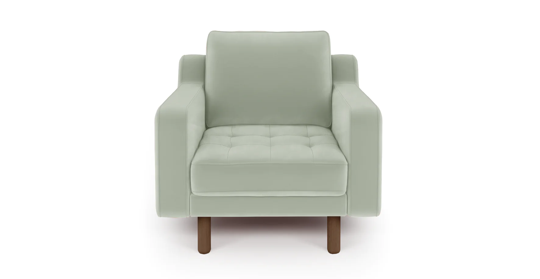 Modsy Armchair Cylindrical Wooden Leg - Velvet