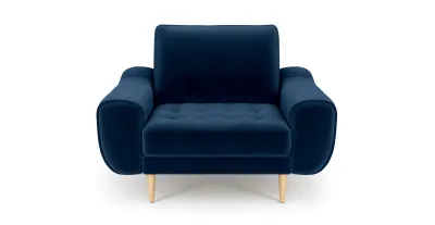 Warsaw Bold Armchair Cylindrical Wooden Leg - Velvet view 1
