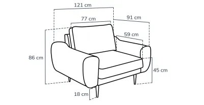 Warsaw Bold Armchair Cylindrical Wooden Leg - Velvet view 2