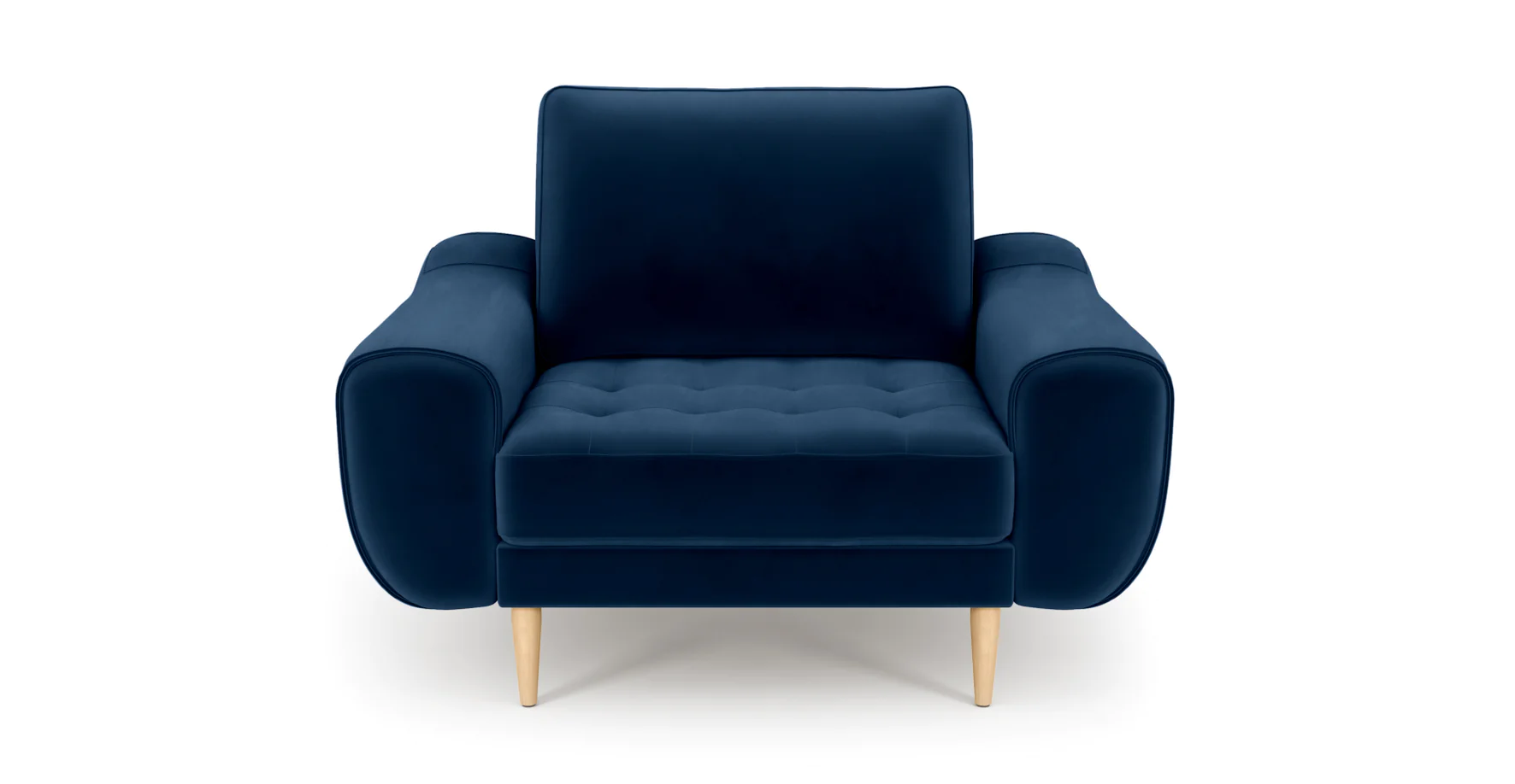 Warsaw Bold Armchair Cylindrical Wooden Leg - Velvet