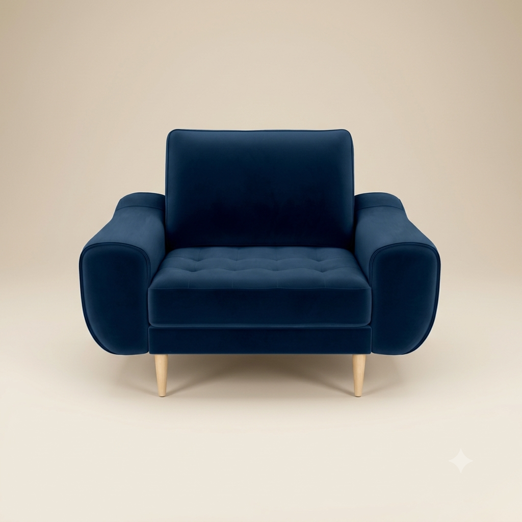 Warsaw Bold Armchair Cylindrical Wooden Leg - Velvet