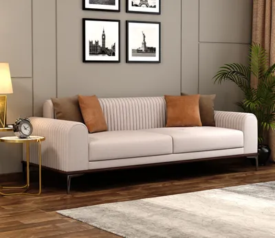 Ivory sofa with chairs view 1