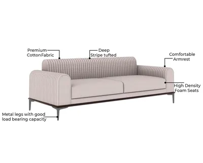 Ivory sofa with chairs view 4