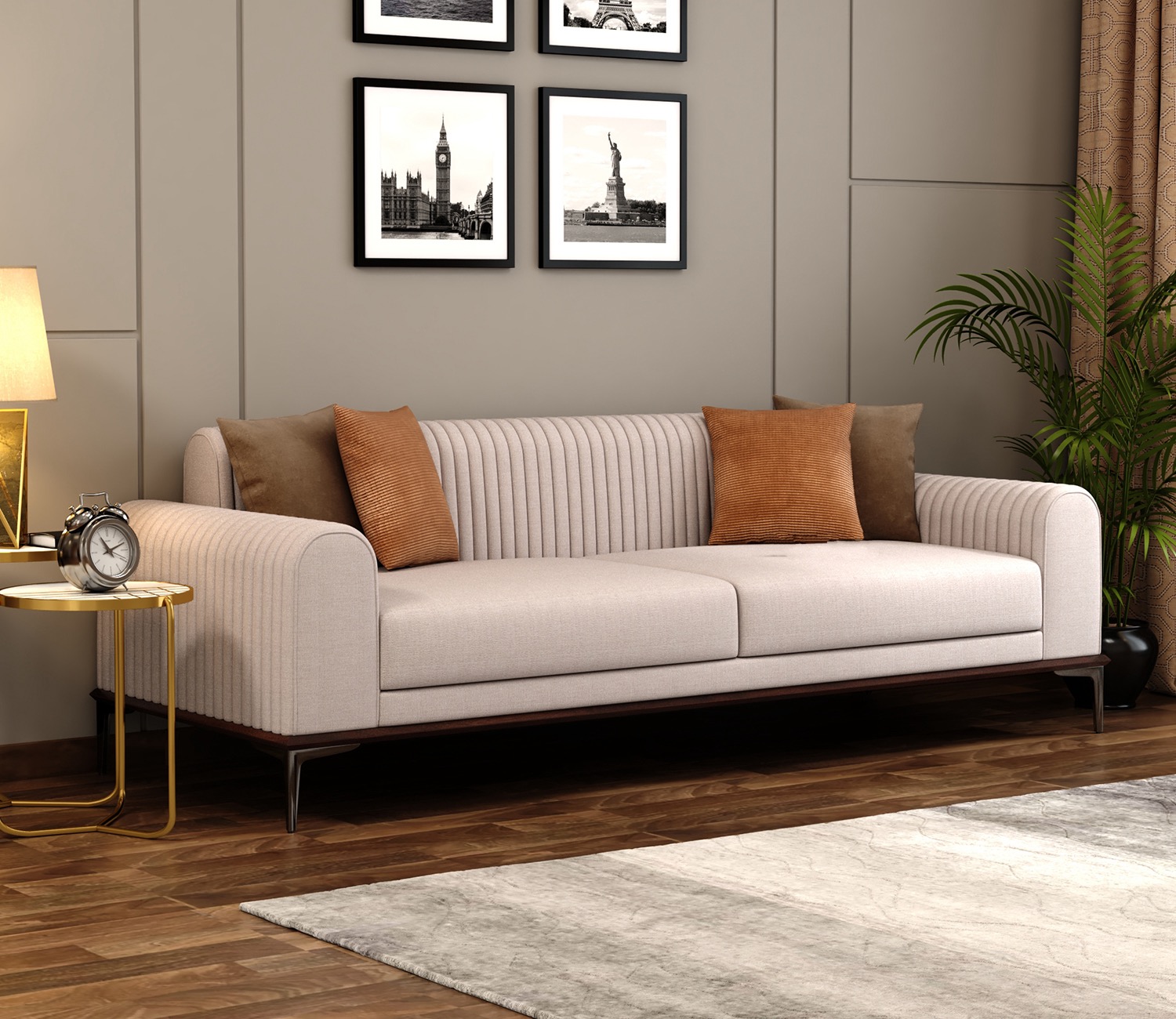Ivory sofa with chairs